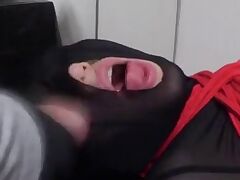 Hard tied nylon slut is facefucked and teased